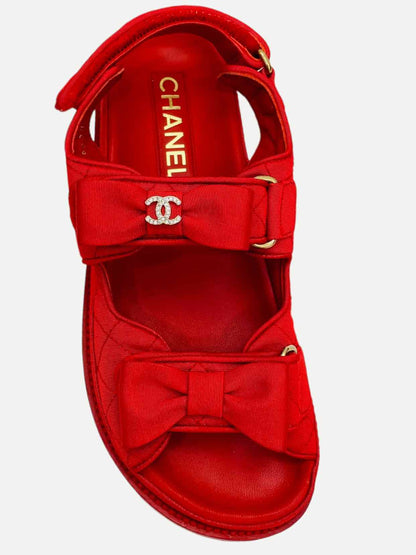 CHANEL Dad Red Quilted Sandals