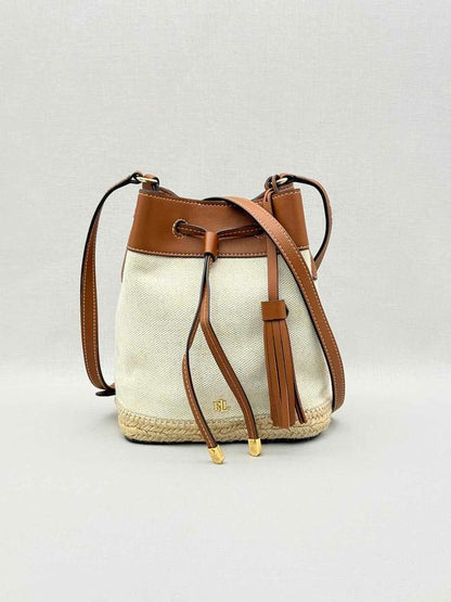 RALPH LAUREN Canvas Debby Beige & Tan Bucket Bag