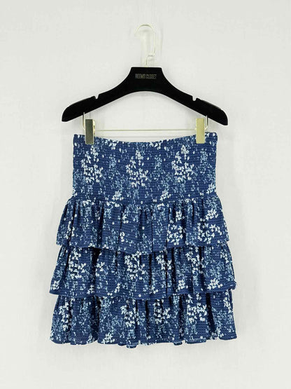 MICHAEL MICHAEL KORS Blue Printed Size Small Mini Skirt