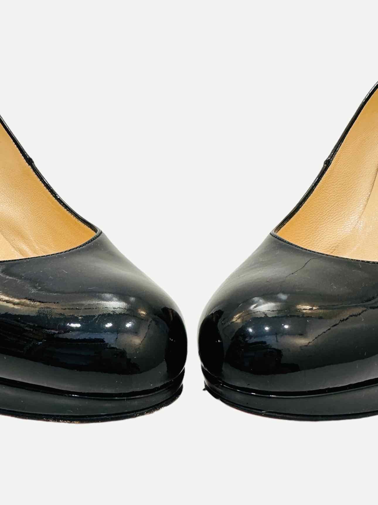 Pre - loved CHRISTIAN LOUBOUTIN Round Toe Black Pumps at Reems Closet