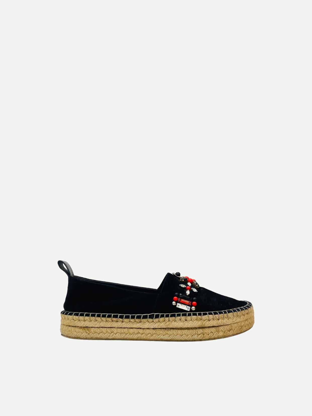 LOUIS VUITTON Espadrille Black Flats 40