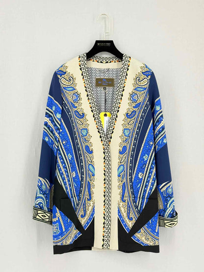 ETRO Blue Multicolor Size US 6 Blazer