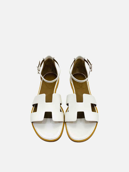 HERMES Santorini Blanc Sandals 39