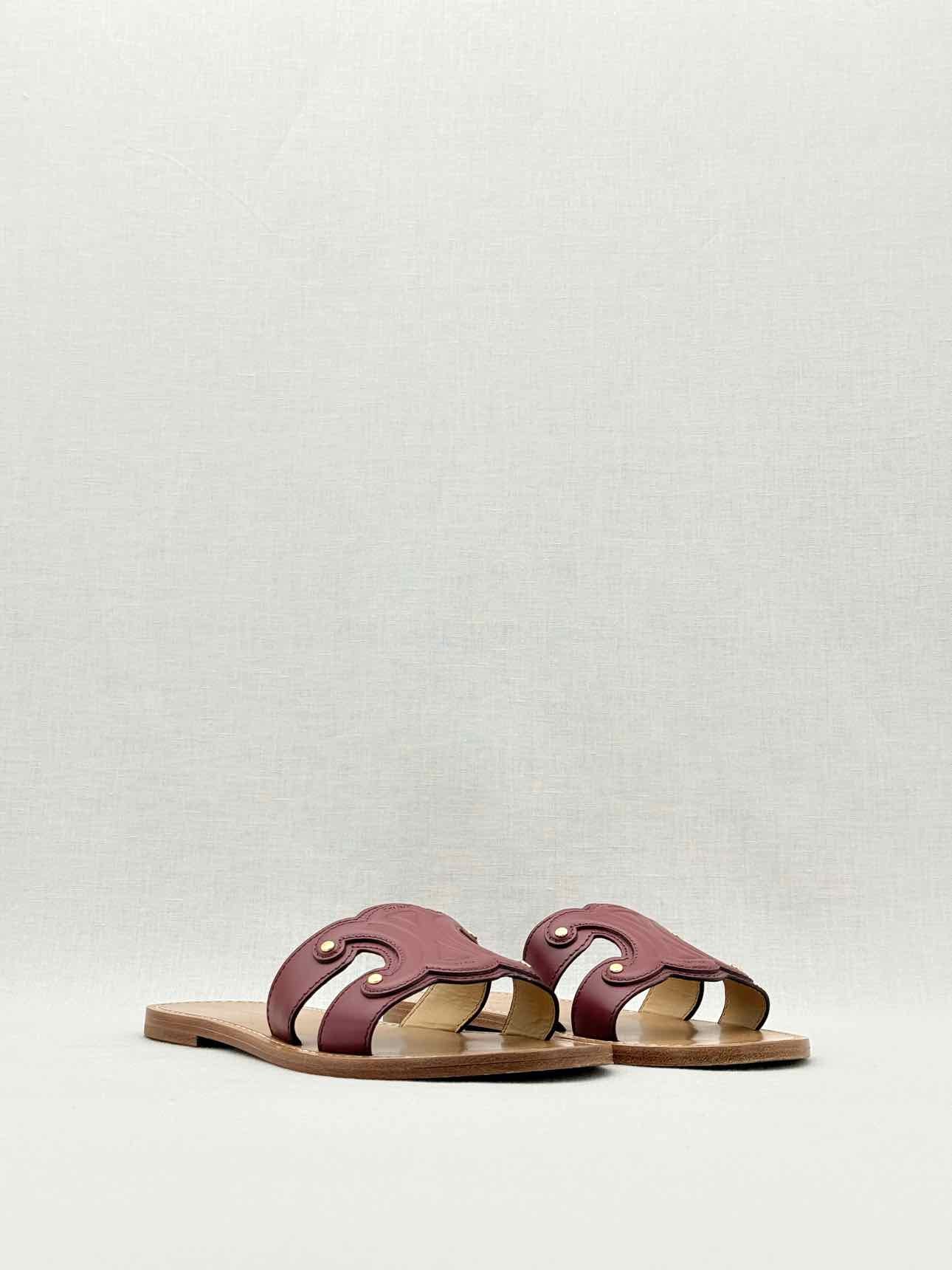 CELINE Triomphe Burgundy Size EU 38 Sandals