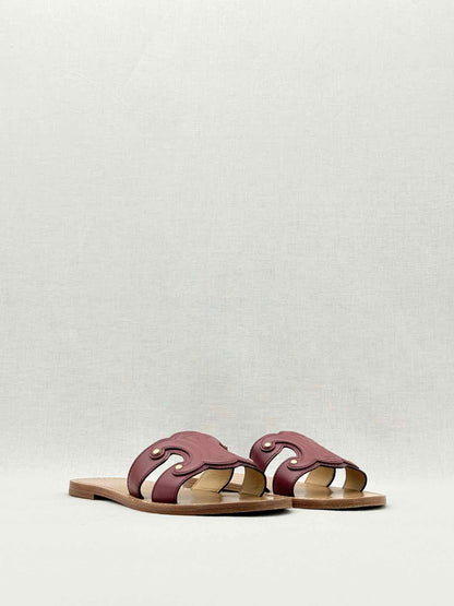 CELINE Triomphe Burgundy Size EU 38 Sandals