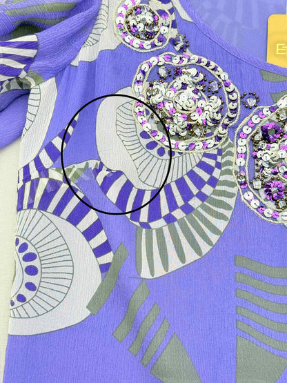 ANTIK BATIK Purple & Beige Printed Size XSmall Top