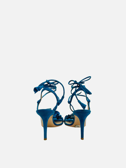 GIANVITO ROSSI Ankle Wrap Blue Heeled Sandals 38