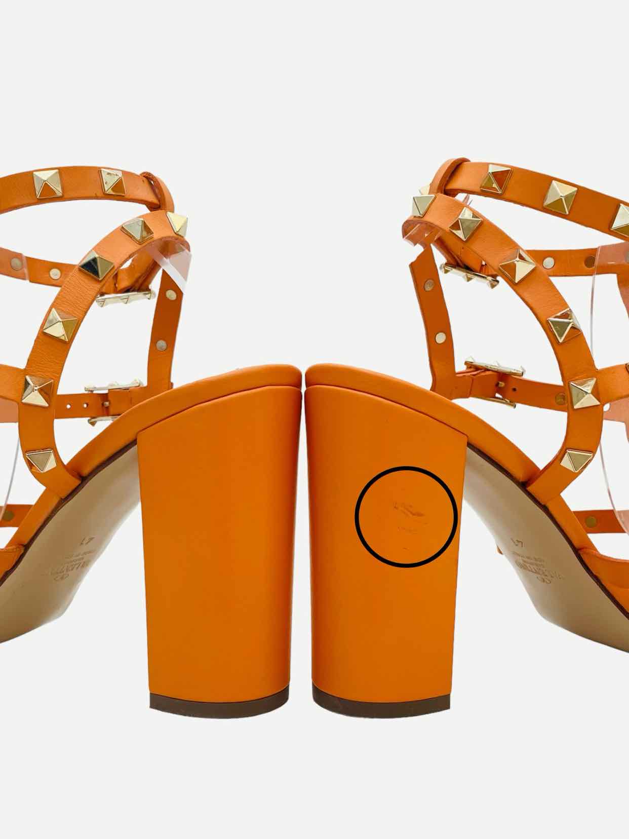 VALENTINO Rockstud Orange Heeled Sandals 41