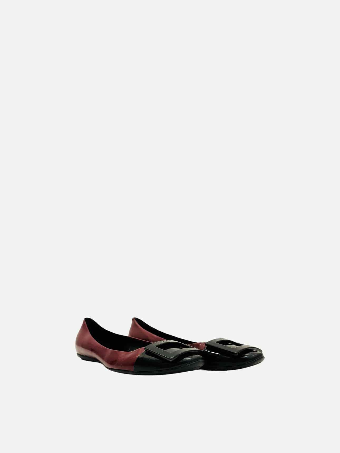 ROGER VIVIER Trompette Red & Black Ballet Flats