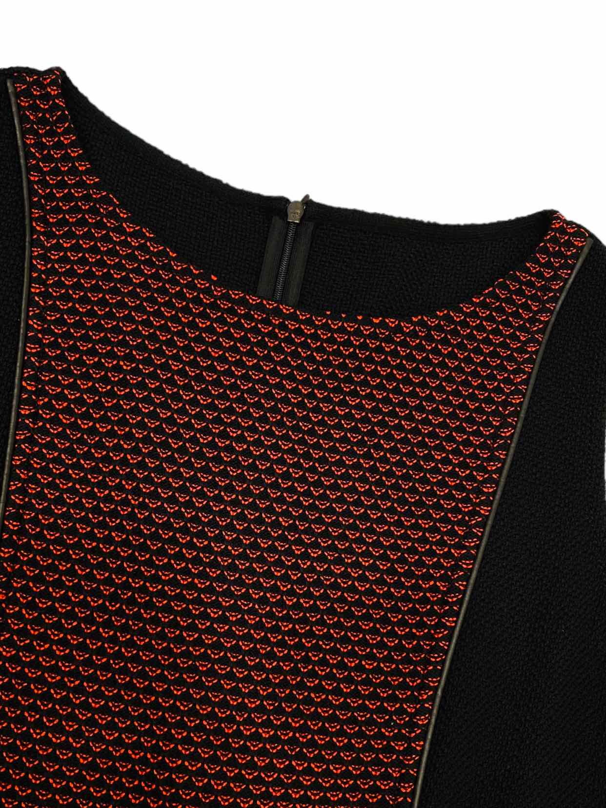 ST. JOHN Black & Burgundy Size US 10 Knee Length Dress