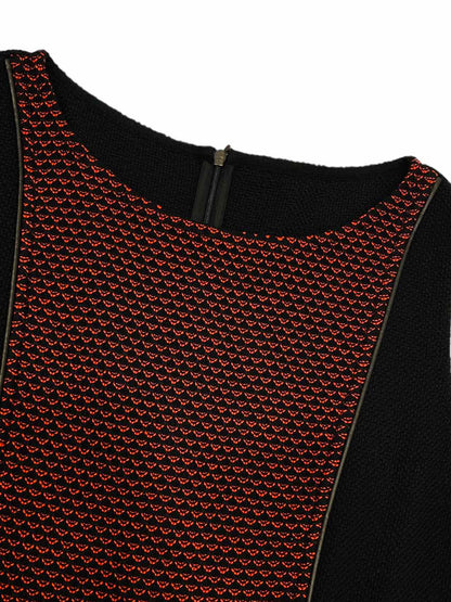 ST. JOHN Black & Burgundy Size US 10 Knee Length Dress