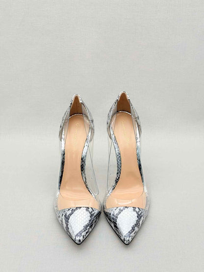 GIANVITO ROSSI Plexi Snakeskin Print Size EU 40.5 Pumps