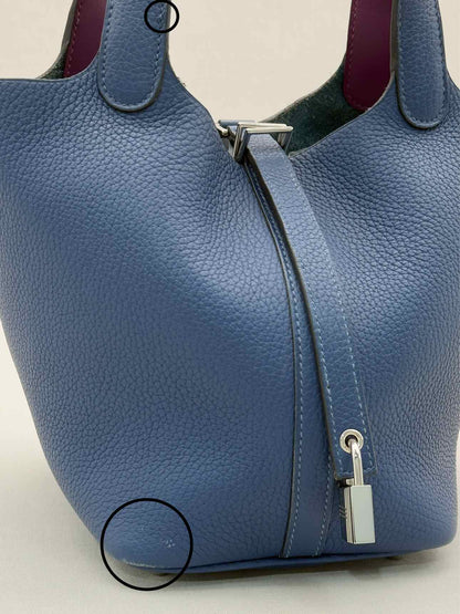 HERMES Picotin Bleu Agate Top Handle