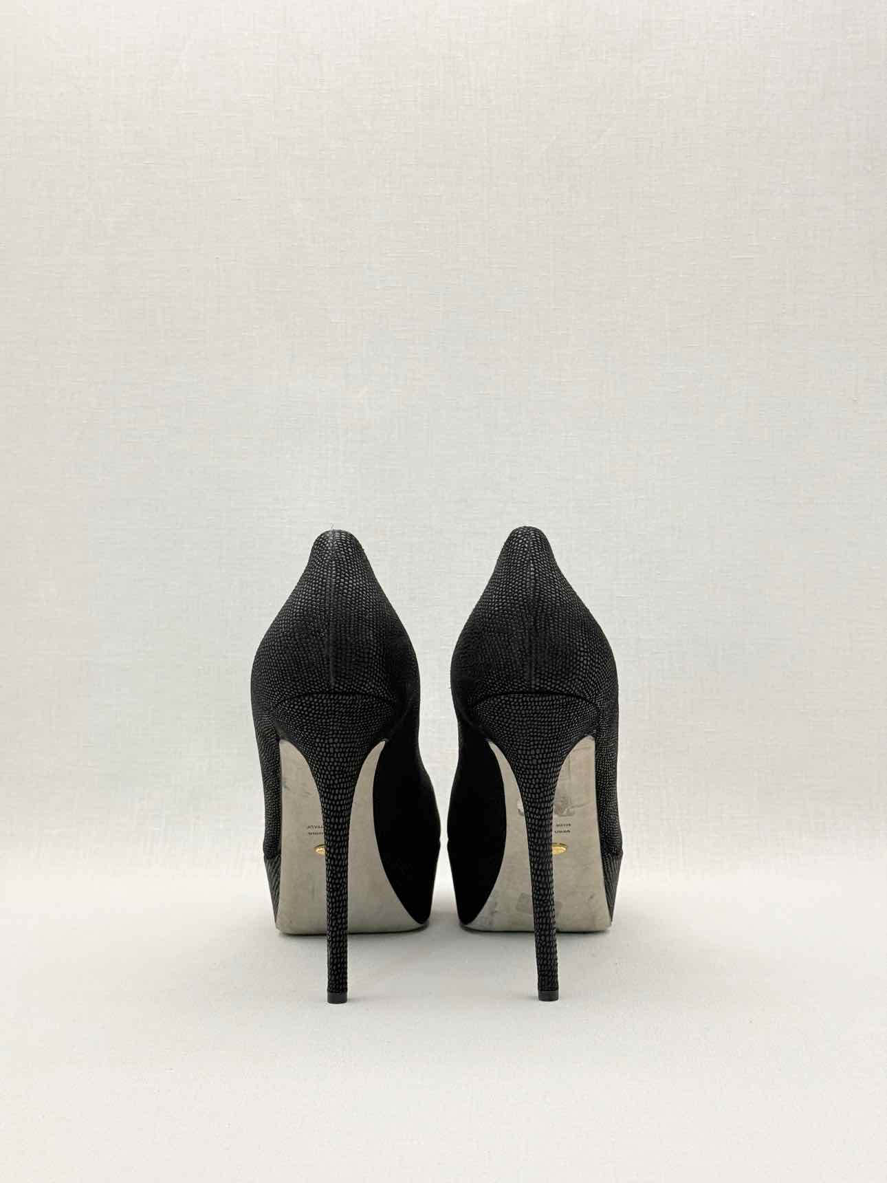 SERGIO ROSSI Black Lizard Embossed Size EU 41 Pumps