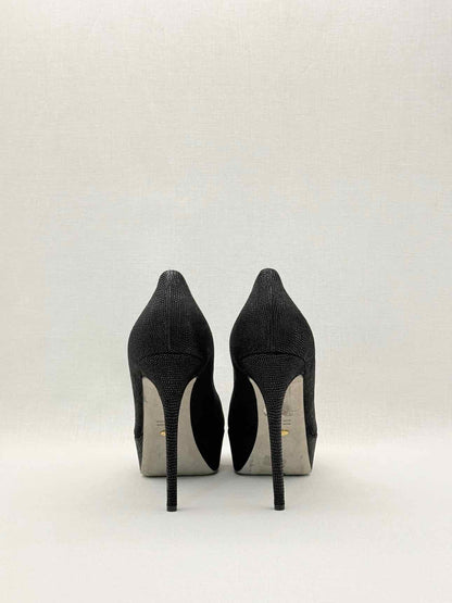 SERGIO ROSSI Black Lizard Embossed Size EU 41 Pumps
