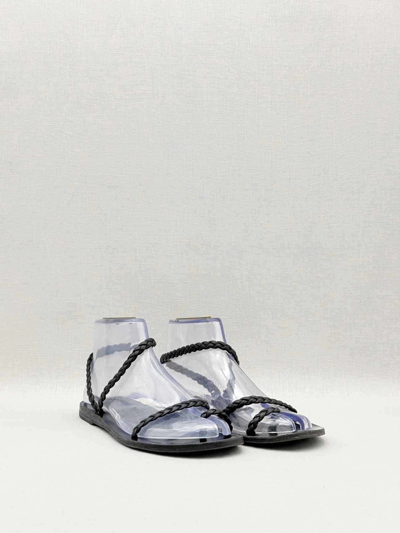 ANCIENT GREEK SANDALS Black Braided Size EU 39 Sandals