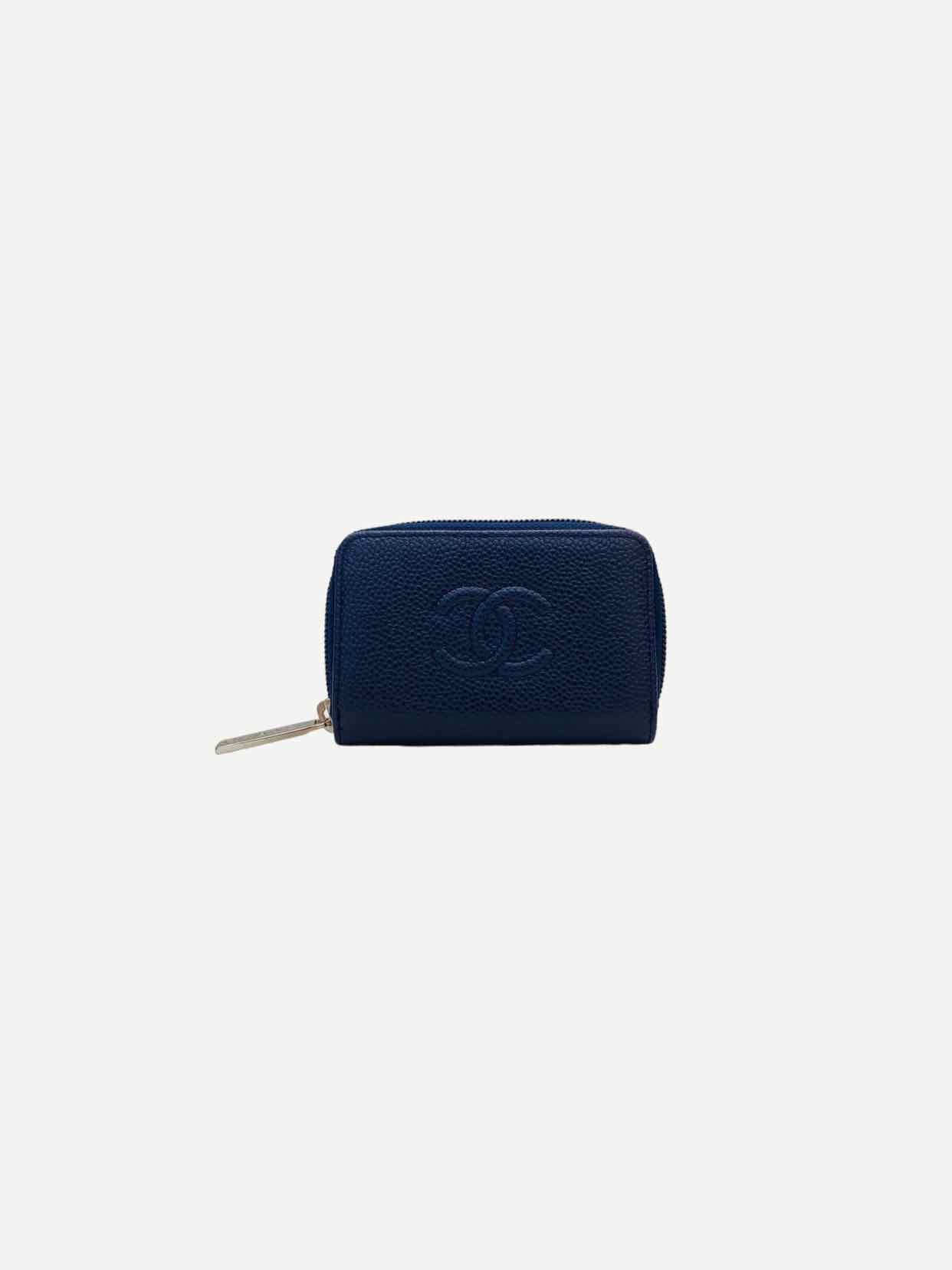 CHANEL CC Timeless Navy Blue Compact Wallet