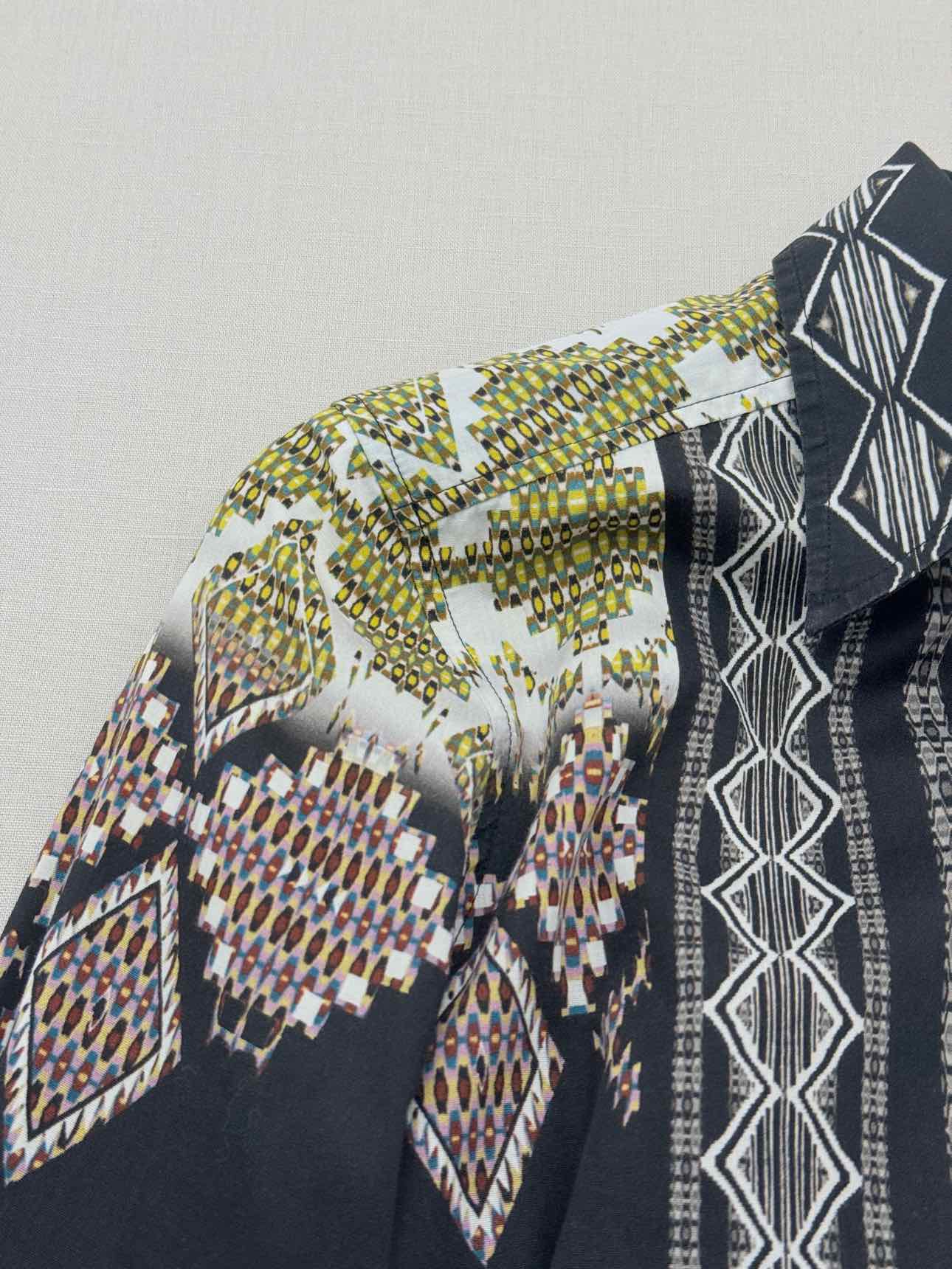ETRO Black Multicolor Geometric Print Size US 2 Shirt