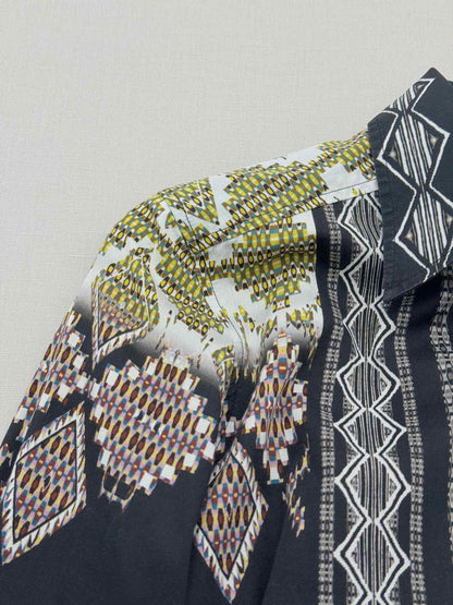 ETRO Black Multicolor Geometric Print Size US 2 Shirt