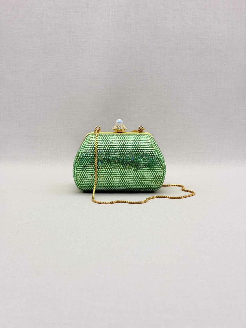 JUDITH LEIBER Minaudière Green Clutch