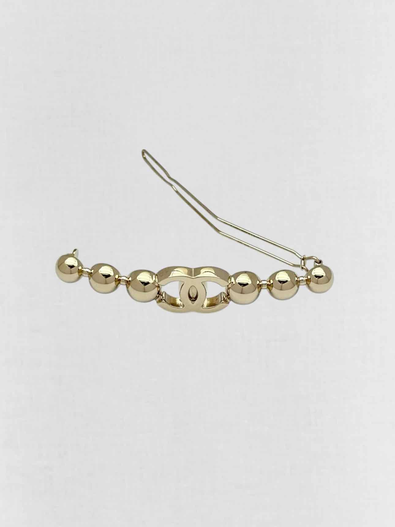 CHANEL Gold Beaded Hair Clip
