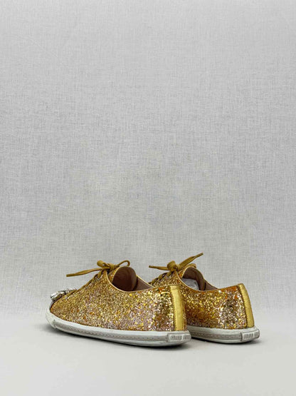 MIU MIU Gold Size EU 38 Sneakers