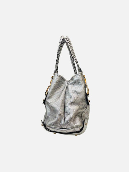 GUCCI Horsebit Silver Guccissima Shoulder Bag