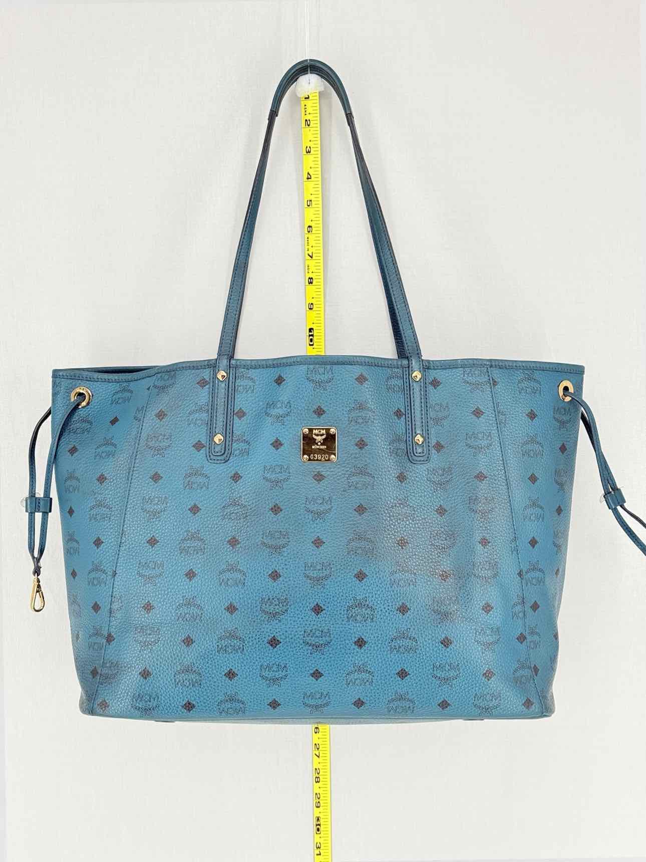 MCM Visetos Revesible Shopper Blue & Black Tote Bag
