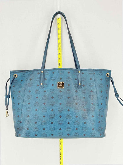 MCM Visetos Revesible Shopper Blue & Black Tote Bag