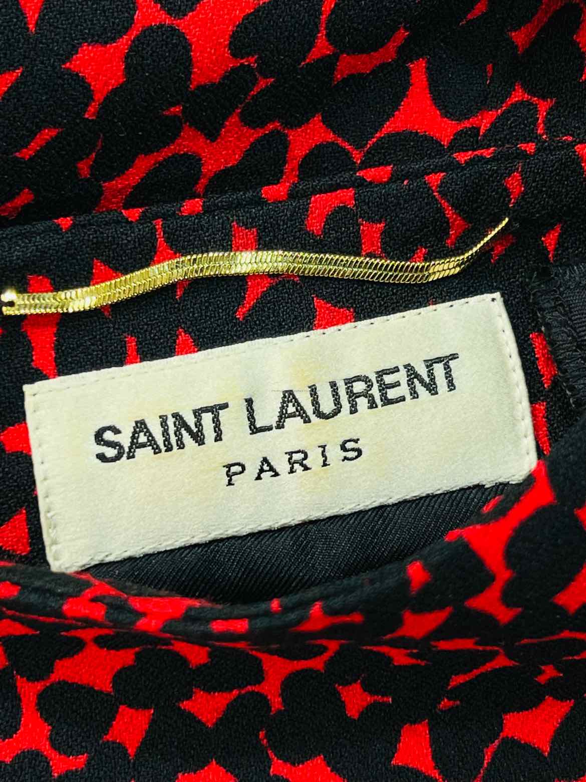 SAINT LAURENT Red & Black Size US 6 Short Dress
