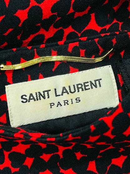 SAINT LAURENT Red & Black Size US 6 Short Dress
