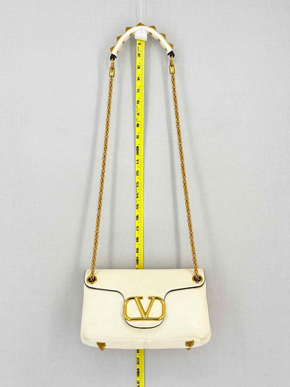 VALENTINO GARAVANI Stud Sign Cream Shoulder Bag