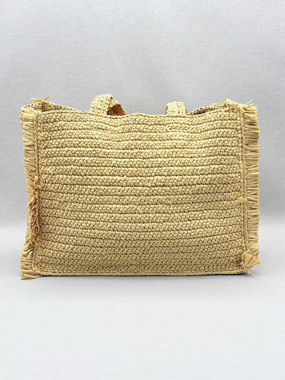 SANDRO Raffia Kasbah Beige Tote Bag