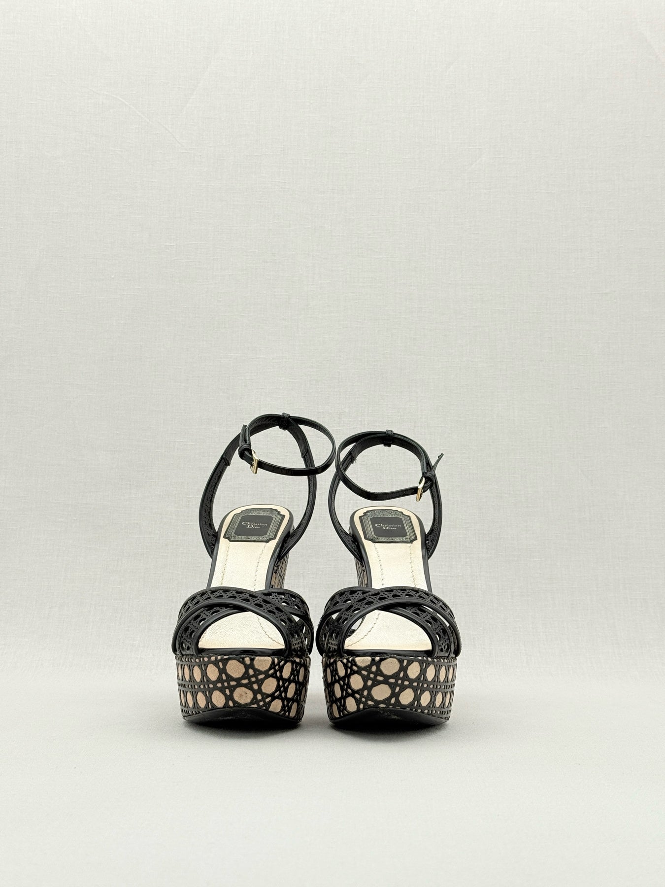 CHRISTIAN DIOR Cannage Cutout Black Size EU 37.5 Wedges