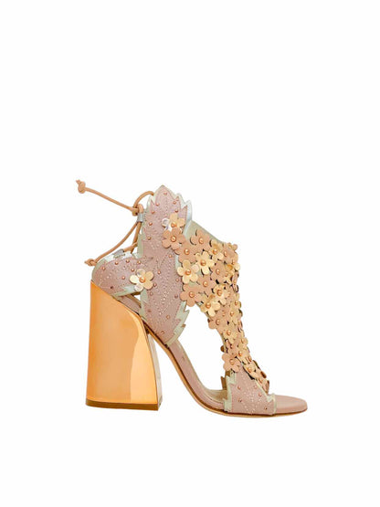 IVY KIRZHNER Lace Up Beige Heeled Shoes