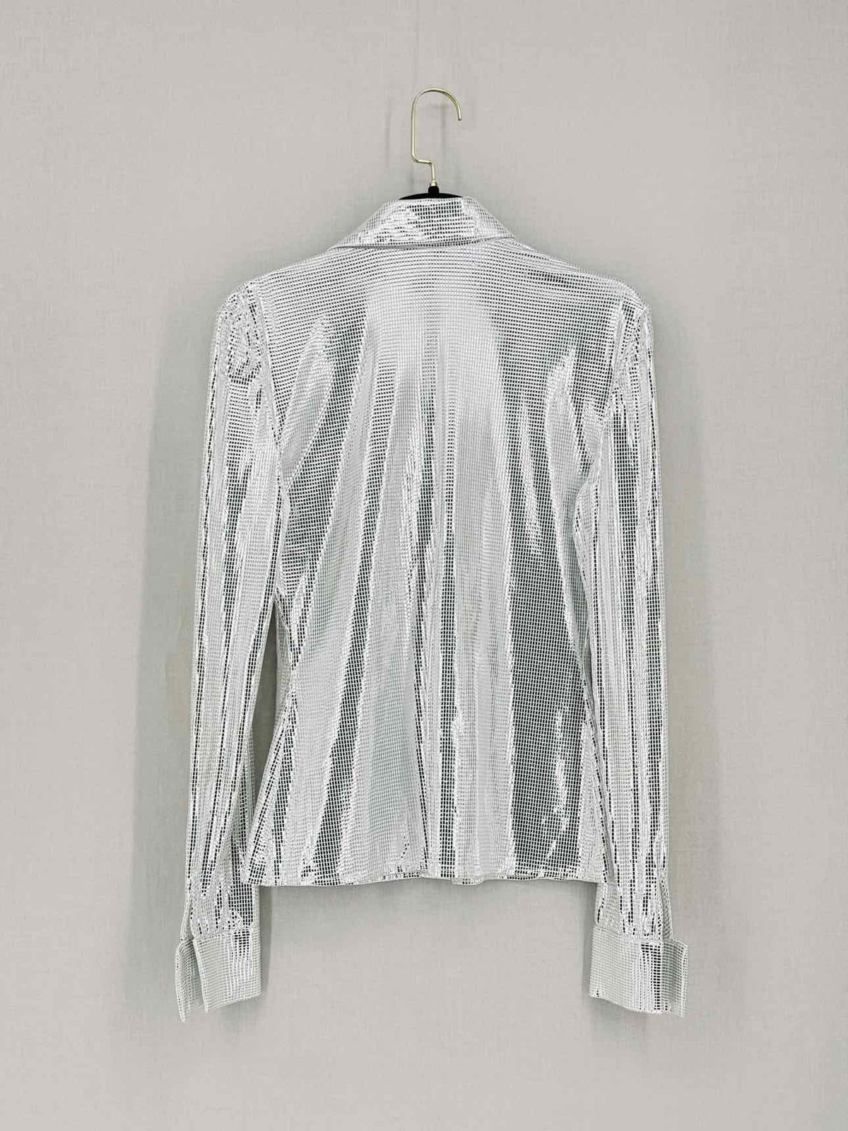 MACH & MACH Metallic Silver Embossed Size US 6 Jacket