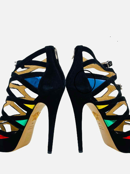 CHARLOTTE OLYMPIA Black w/ Multicolor Heeled Sandals