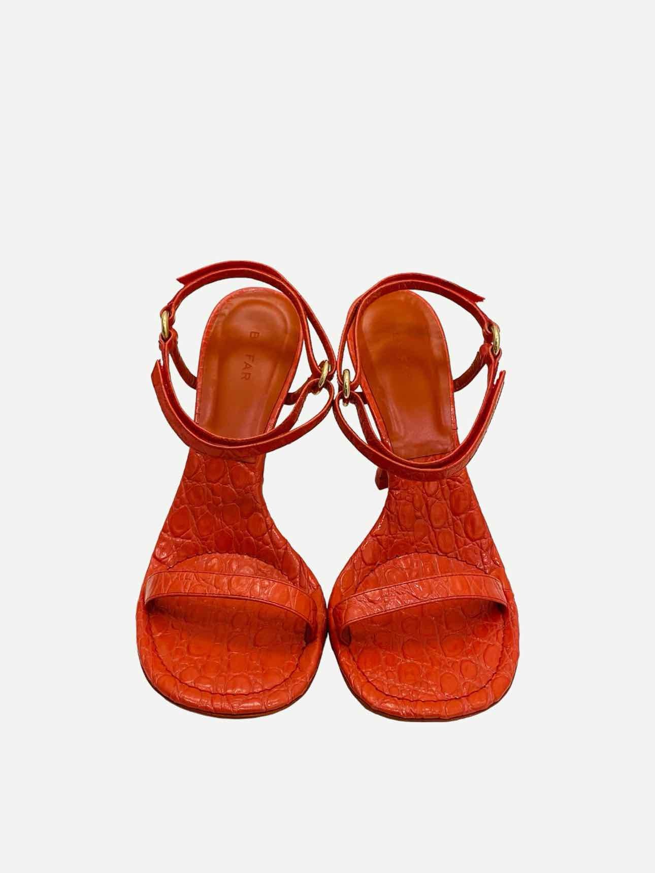 BY FAR Mia Orange Croc Embossed Heeled Sandals 40