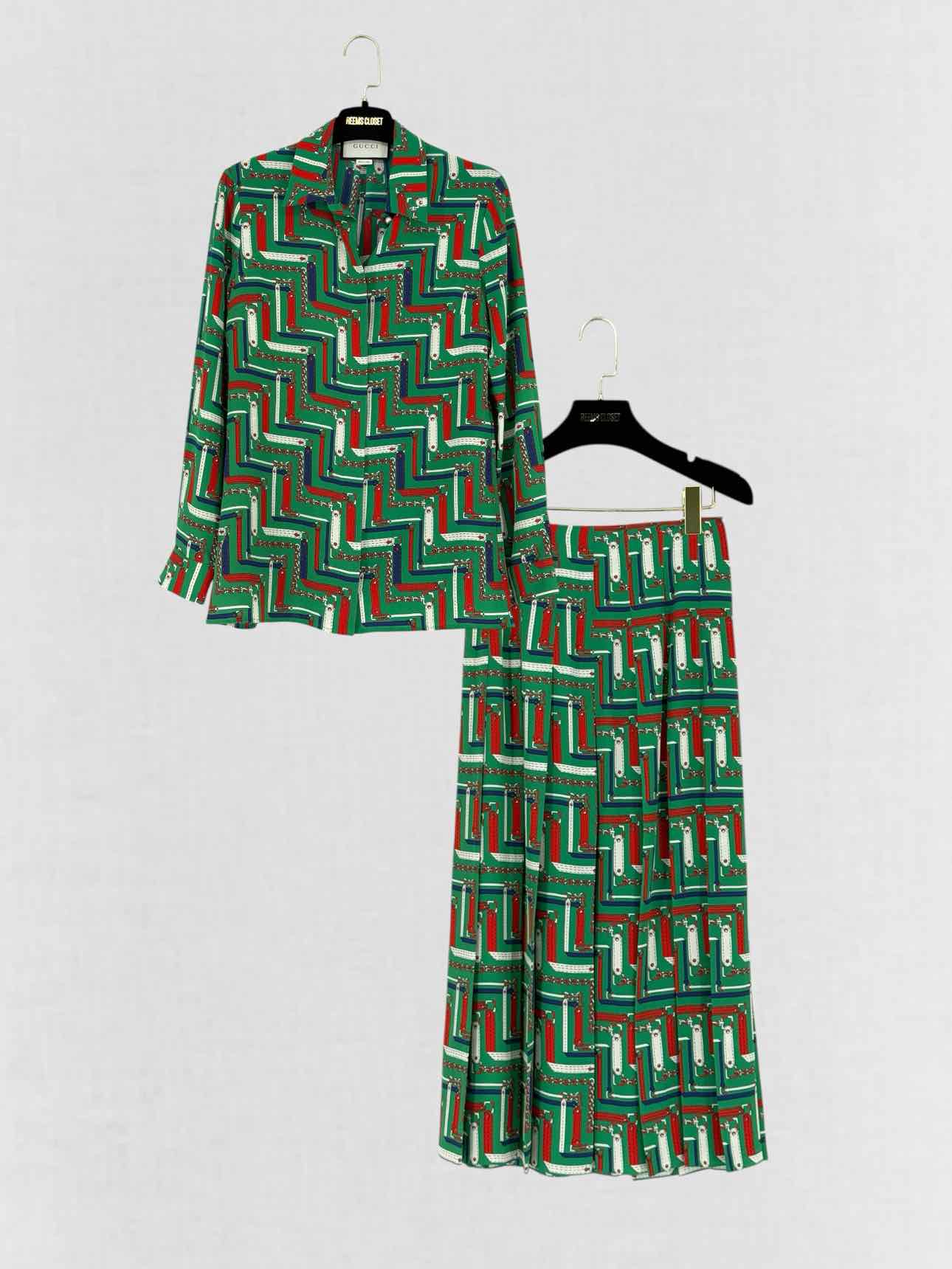 GUCCI Green Multicolor Printed Size US 6 Outfit Set