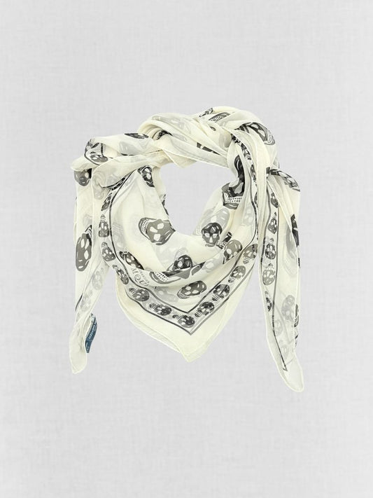 ALEXANDER MCQUEEN Cream & Black Skull Print Scarf