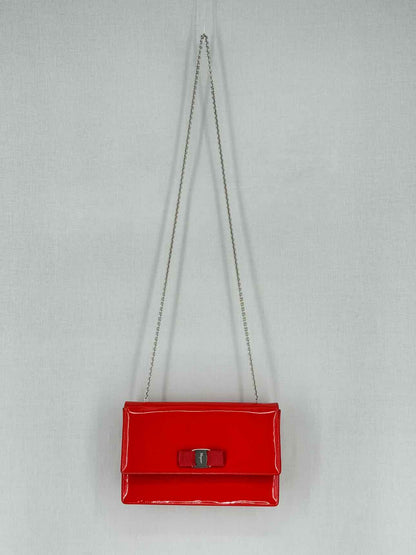 SALVATORE FERRAGAMO Bow Red Shoulder Bag