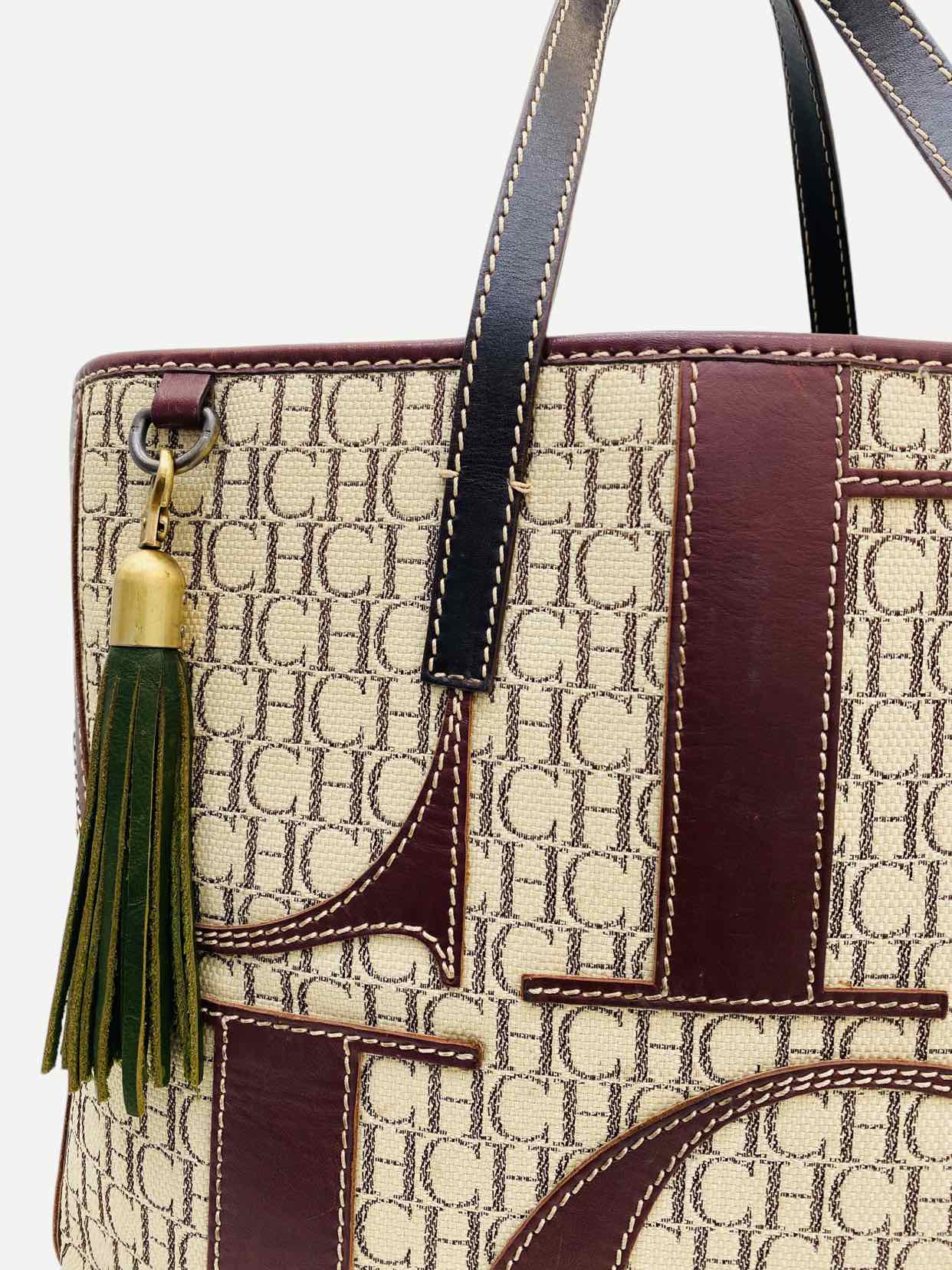 CAROLINA HERRERA CH Shopper Brown Monogram Tote Bag