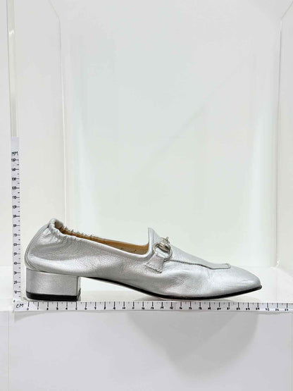 GUCCI Jordaan Silver Size EU 38.5 Loafers