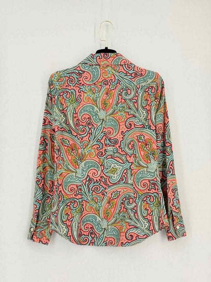 ETRO Pink Multicolor Paisley Print Size US 2 Shirt