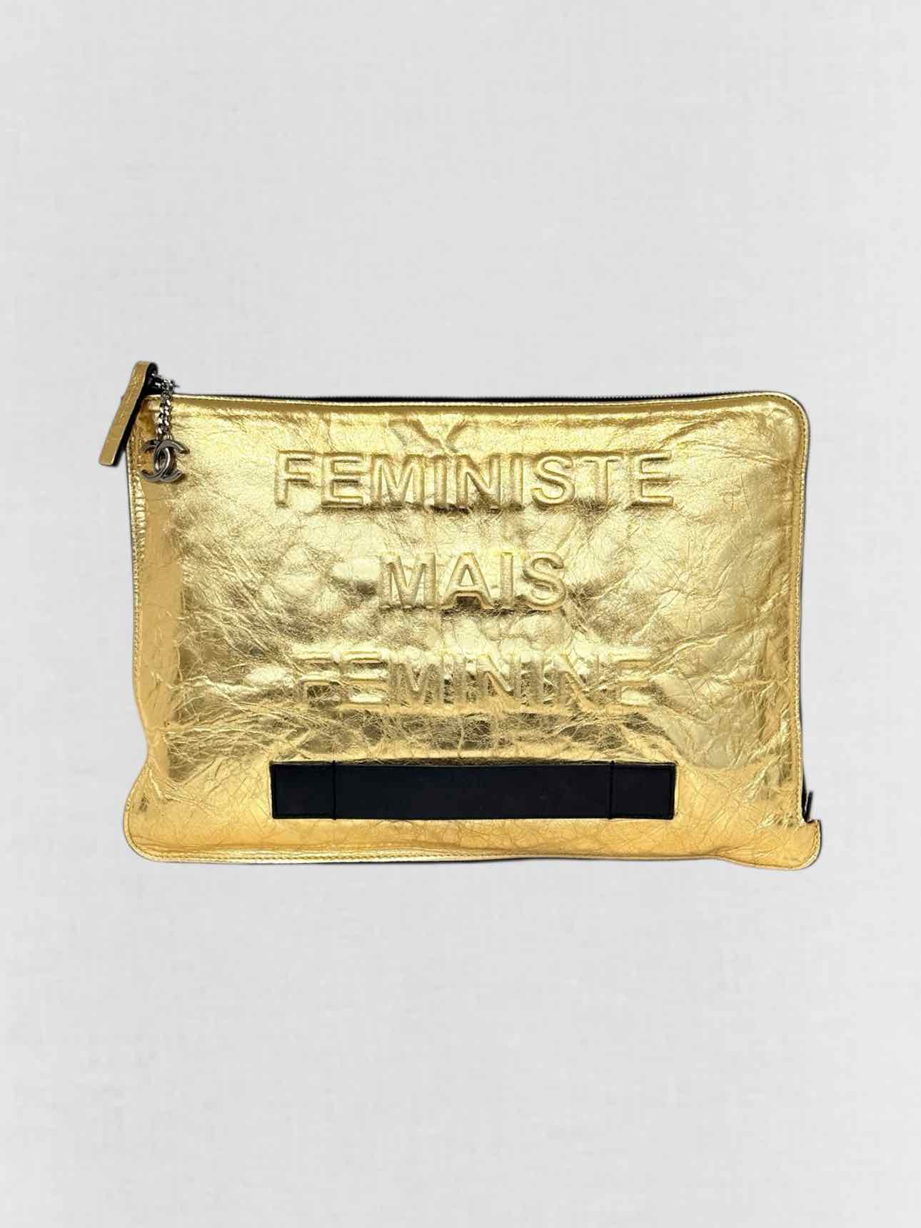 CHANEL Feministe Mais Feminine Gold Clutch