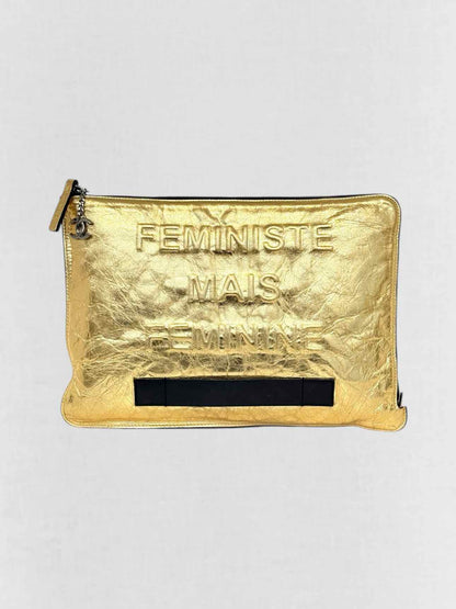 CHANEL Feministe Mais Feminine Gold Clutch