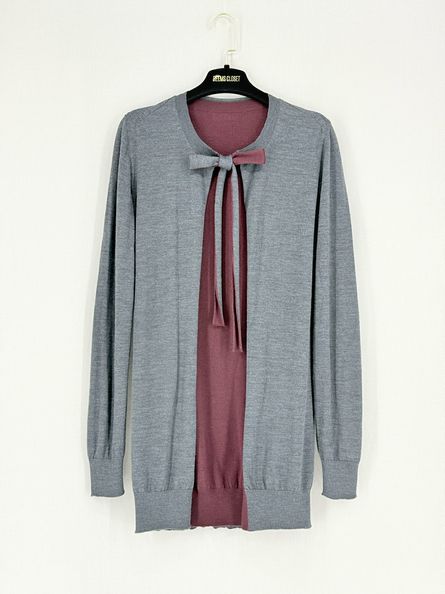 DOLCE & GABBANA Burgundy & Grey Size US 6 Cardigan