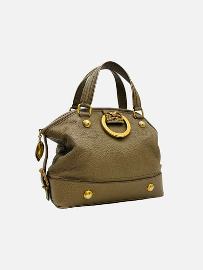 DOLCE & GABBANA Baroque Logo Olive Green Satchel
