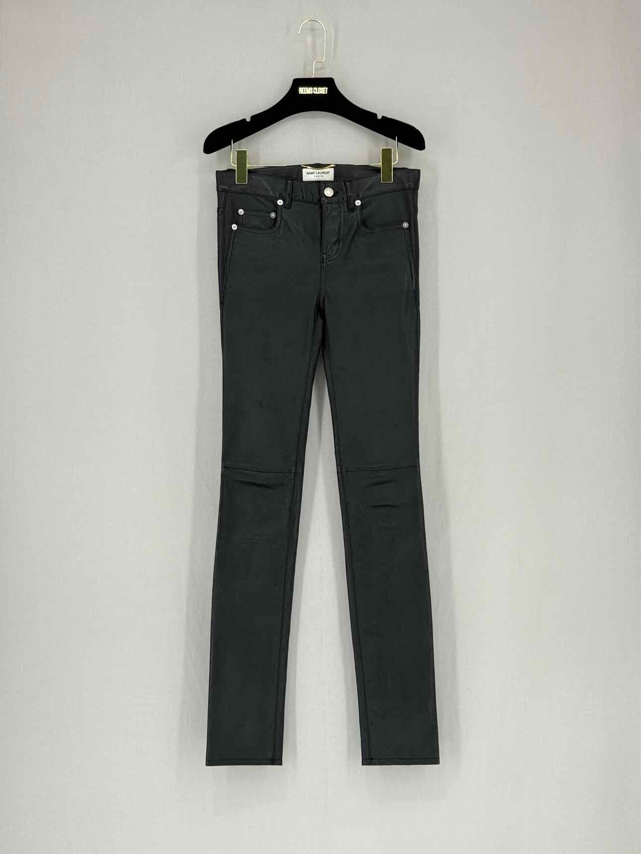 SAINT LAURENT Leather Black Size US 2 Pants