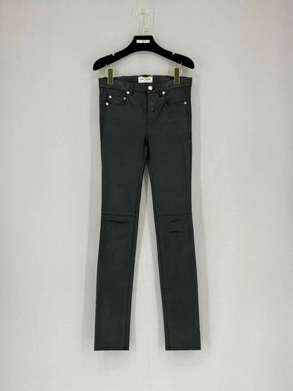 SAINT LAURENT Leather Black Size US 2 Pants